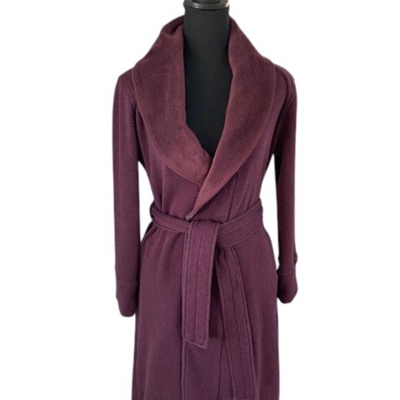 UGG Duffield Fleece Belted Robe Burgundy Wine XS - Picture 1 of 13